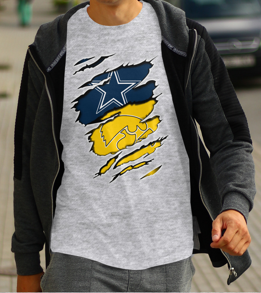 Cowboys Star And Hawkeyes Logo Fusion T-Shirt