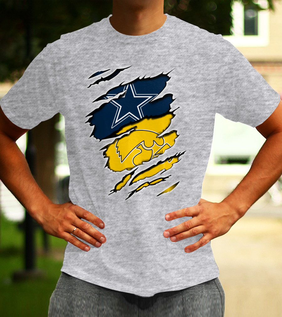 Cowboys Star And Hawkeyes Logo Fusion T-Shirt