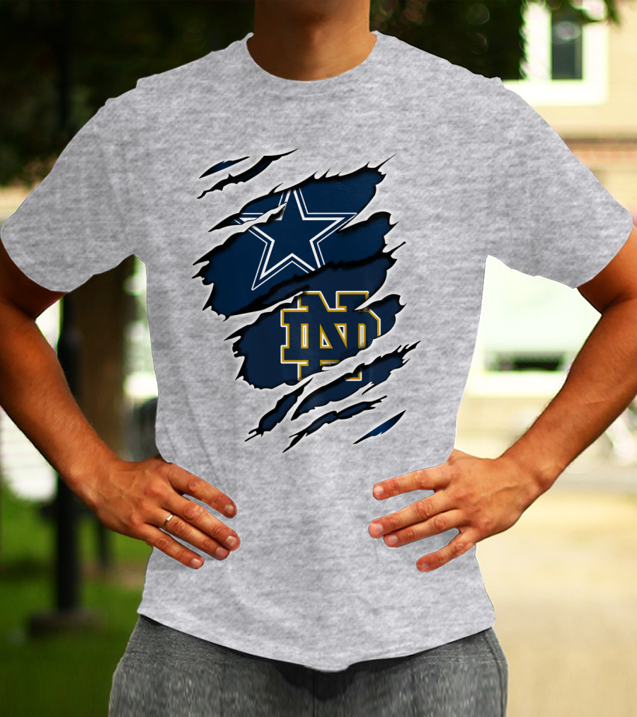Dallas Cowboys Notre Dame Fighting Irish Logo Mashup T-Shirt