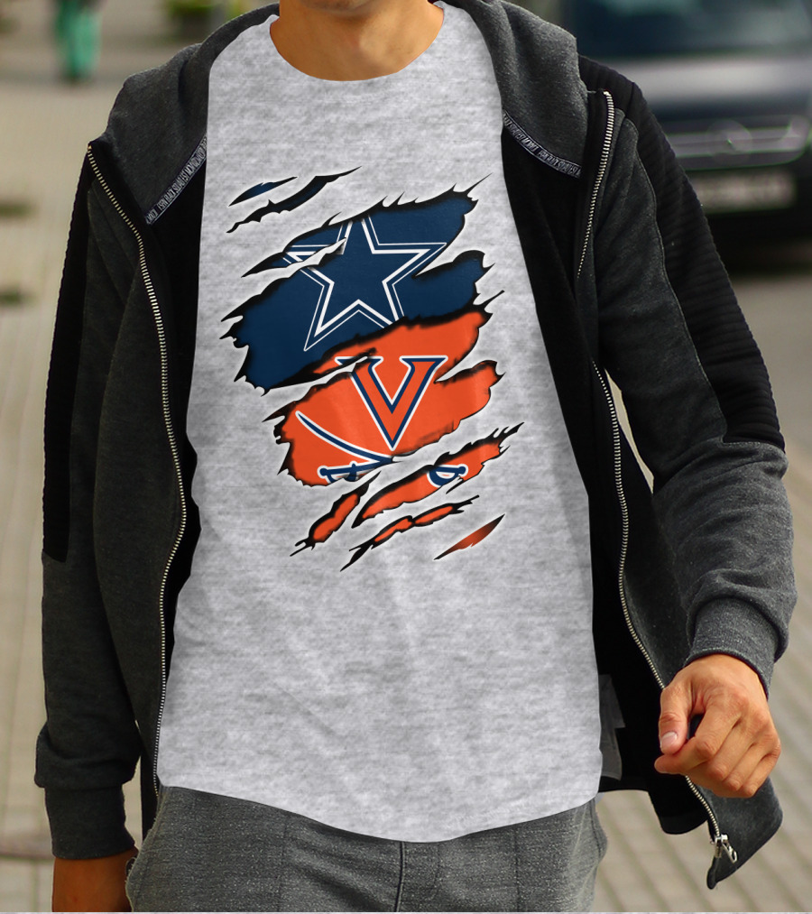 Cowboys Cavaliers Virginia Crossover Star And Swords Fusion T-Shirt