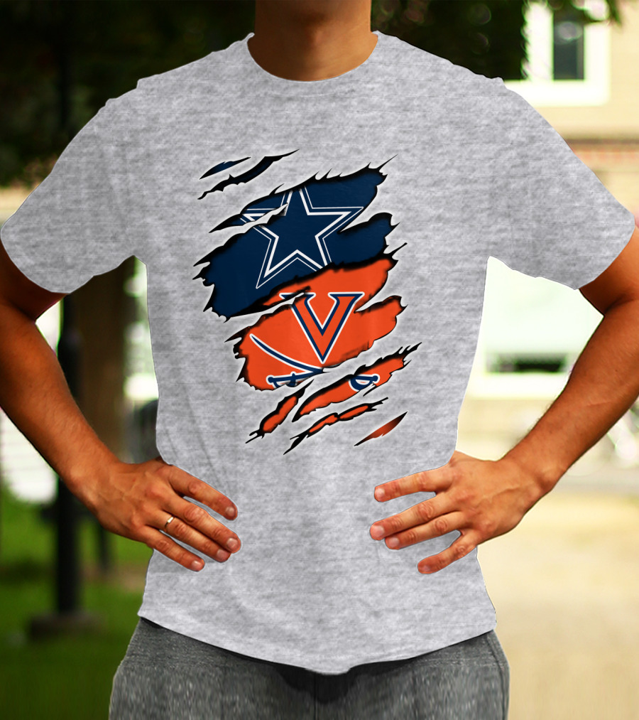 Cowboys Cavaliers Virginia Crossover Star And Swords Fusion T-Shirt