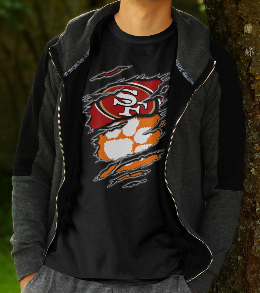 San Francisco 49ers Clemson Tigers Logo Mashup T-Shirt