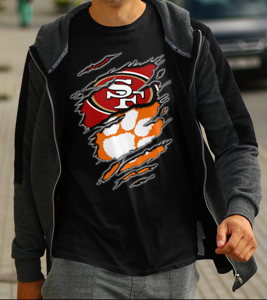 San Francisco 49ers Clemson Tigers Logo Mashup T-Shirt