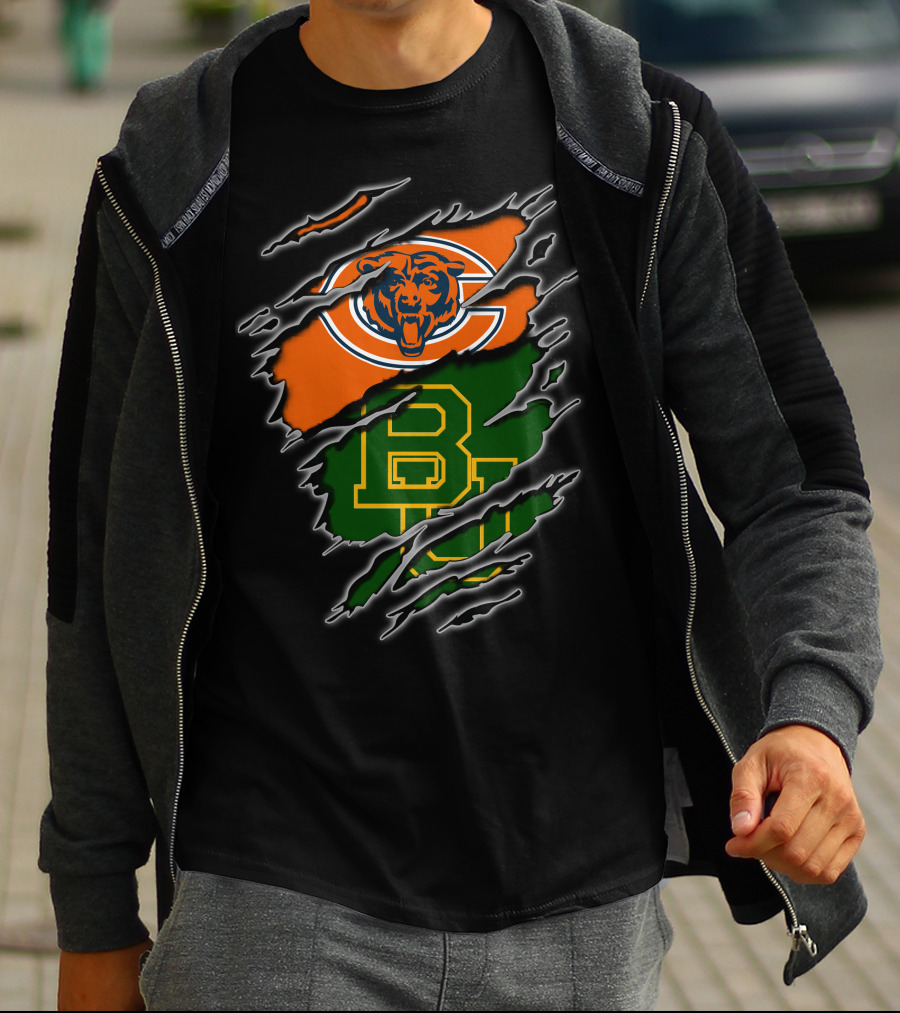 Chicago Bears Baylor University Bears Logo Combination T-Shirt
