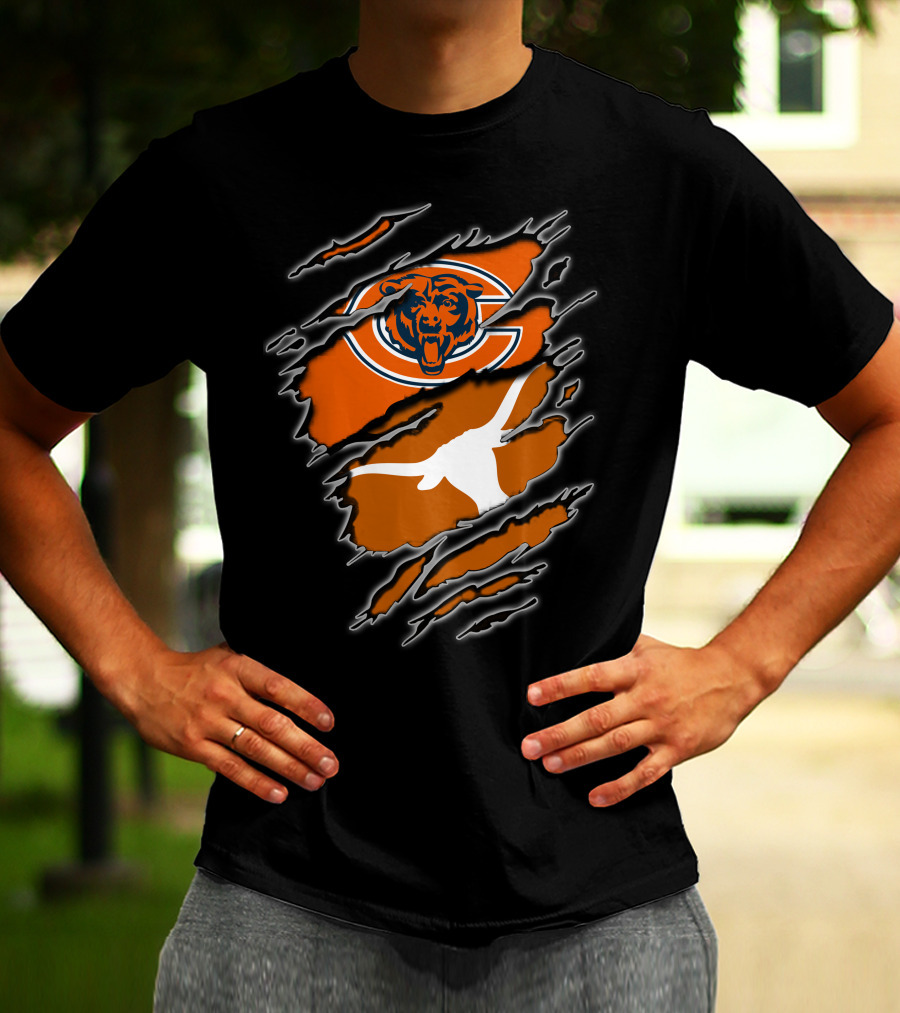 Bears Longhorns Logo Crossover Claw Tear T-Shirt
