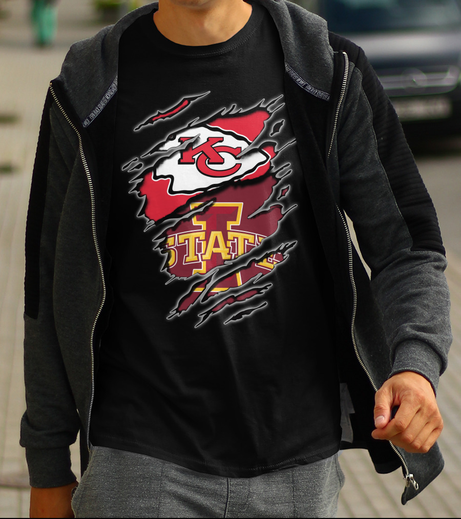 Kansas City Chiefs Iowa State Cyclones Ripped Claw T-Shirt