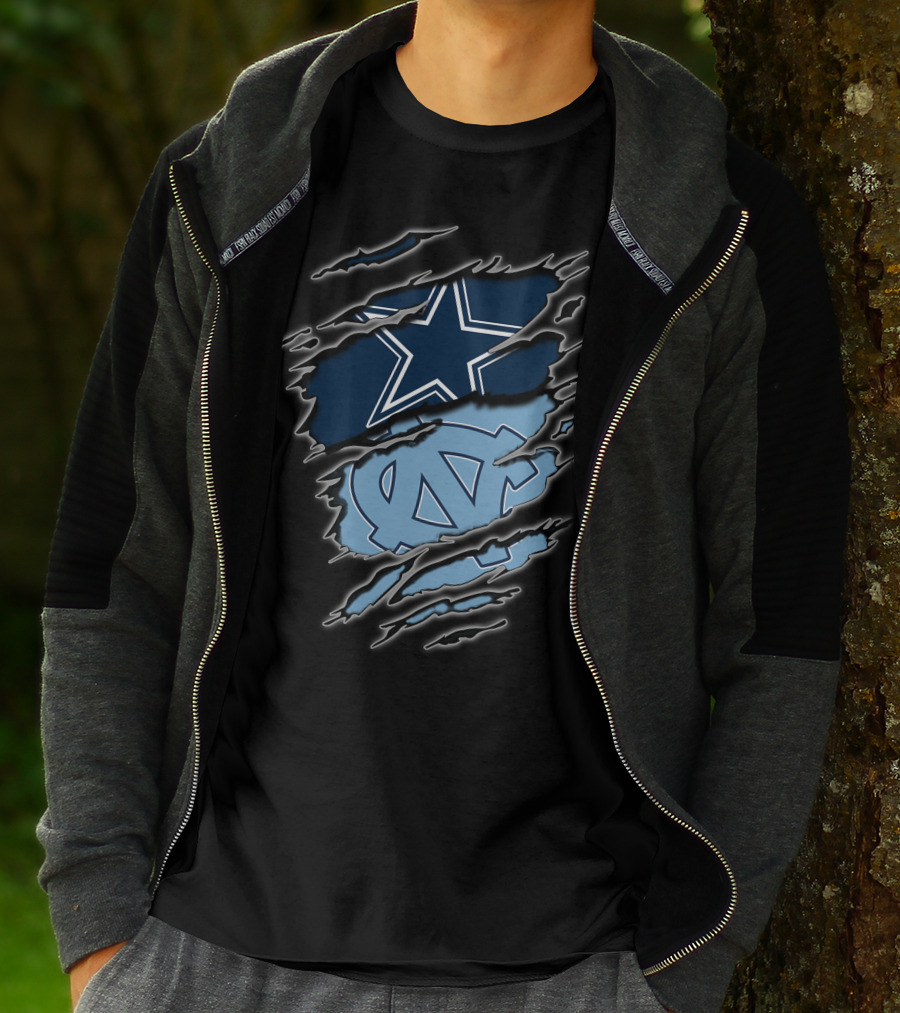 Dallas Cowboys North Carolina Tar Heels Torn Flag T-Shirt