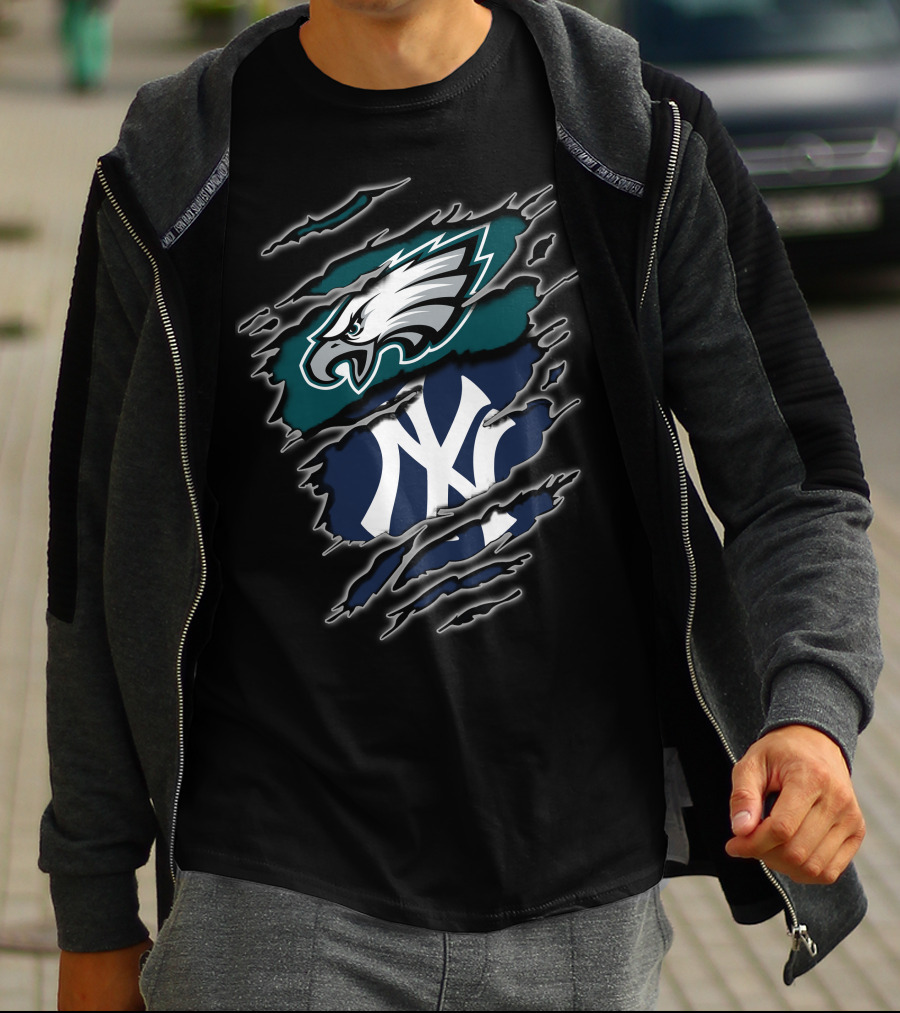Eagles Yankees Logos Fusion T-Shirt