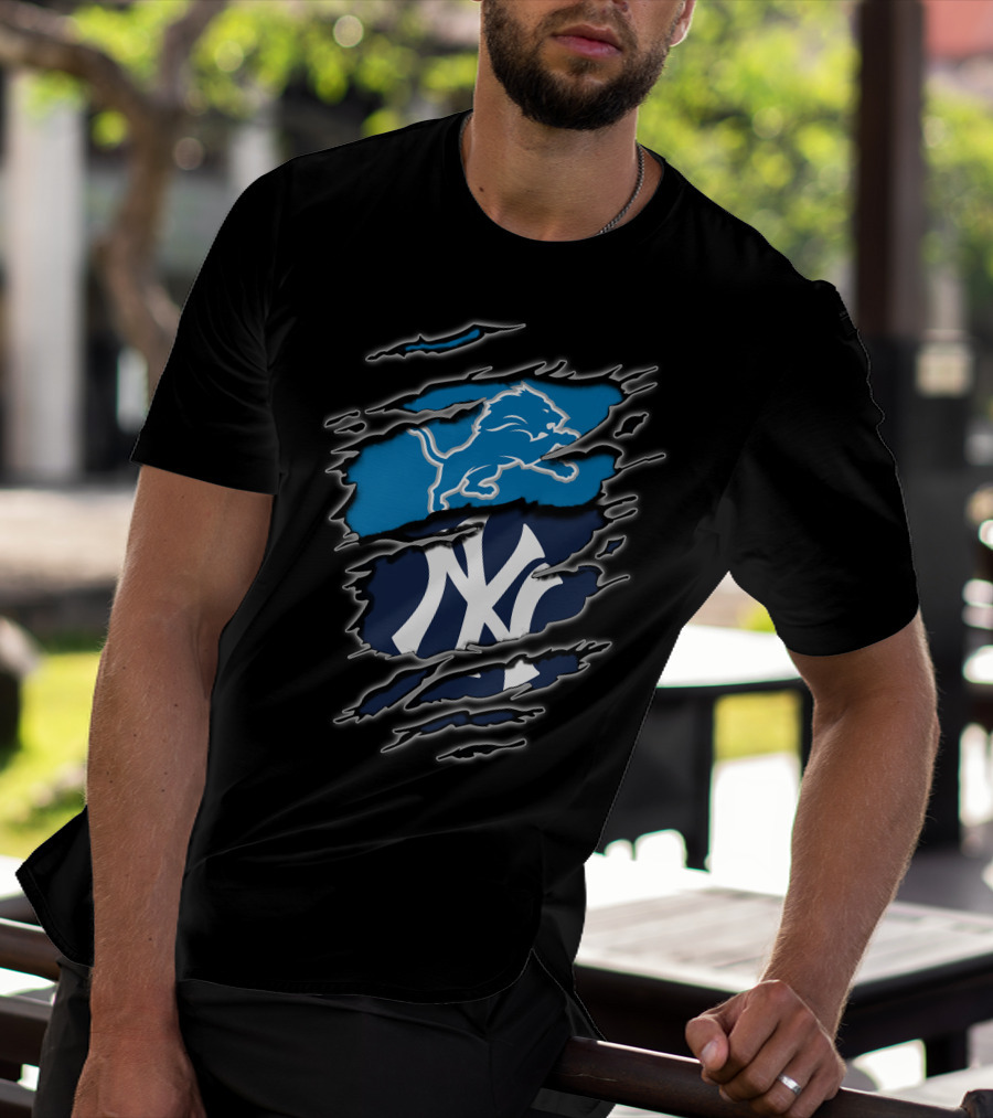 Detroit Lions New York Yankees Crossover T-Shirt