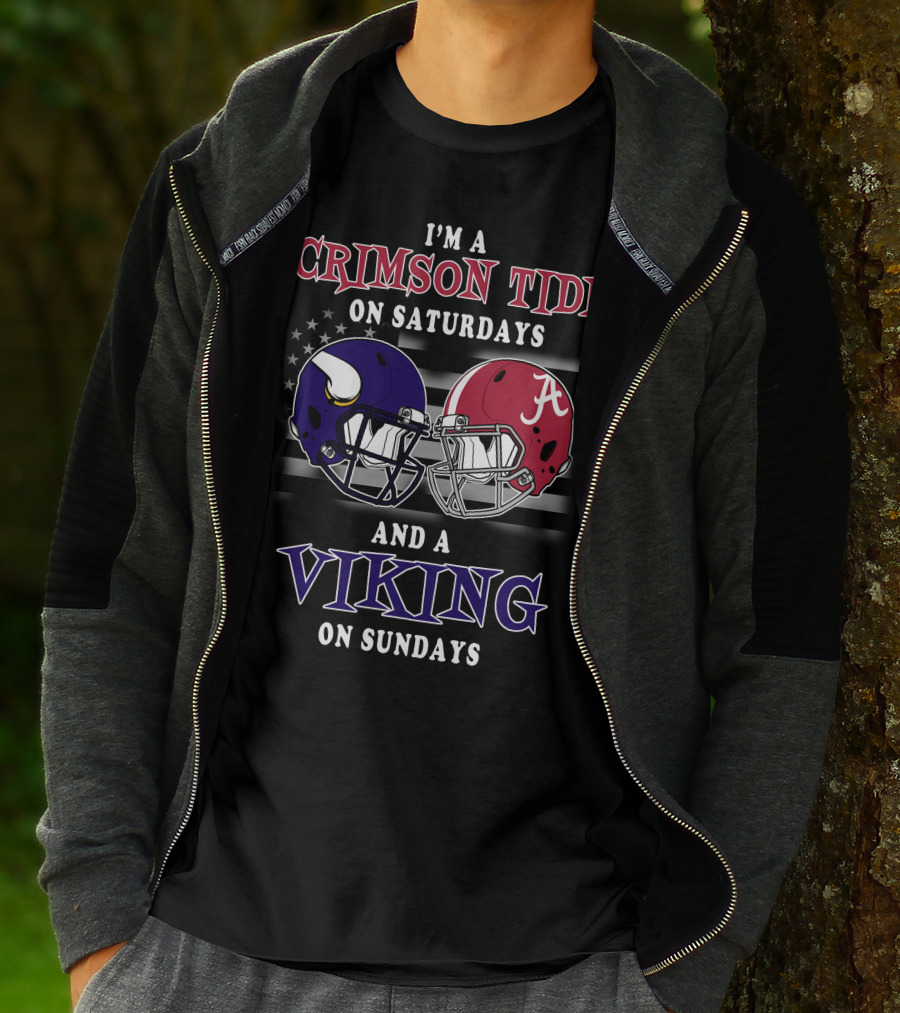 I'm A Crimson Tide On Saturdays And A Viking On Sundays T-Shirt