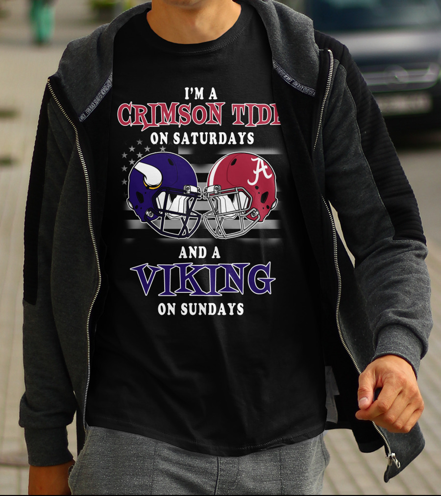 I'm A Crimson Tide On Saturdays And A Viking On Sundays T-Shirt