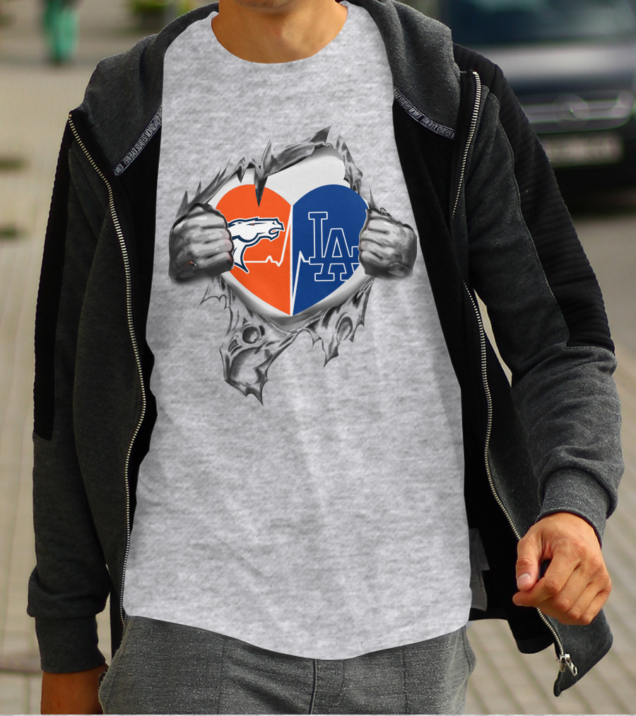Broncos Dodgers Heart T-Shirt