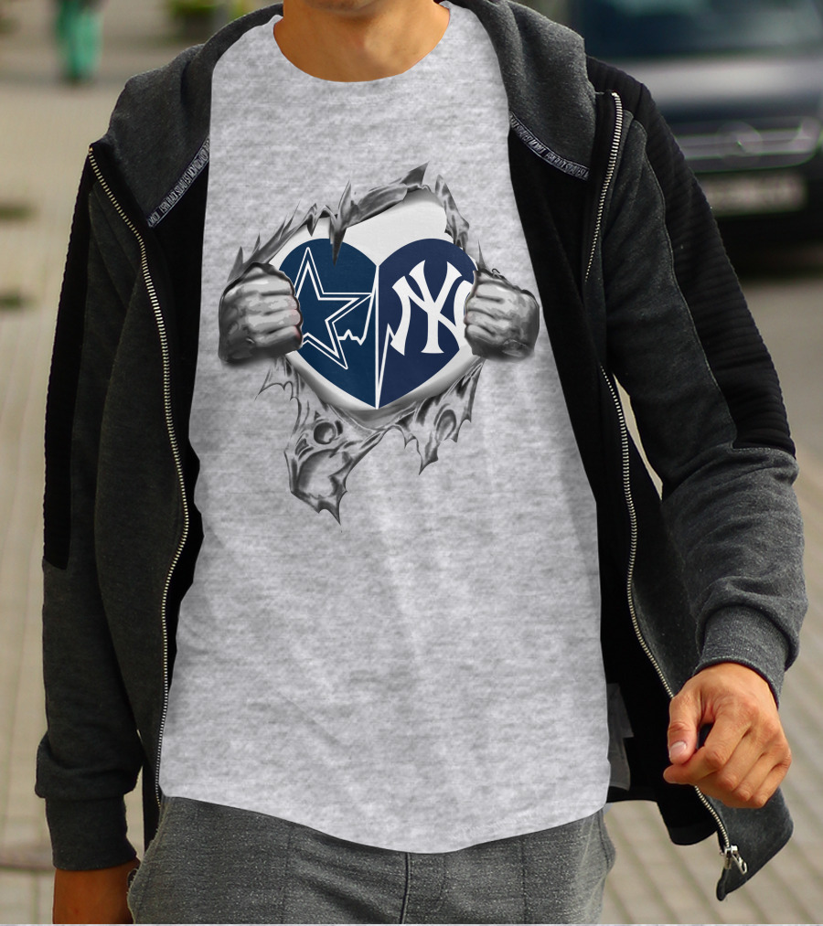 Cowboys Yankees Split Heart T-Shirt