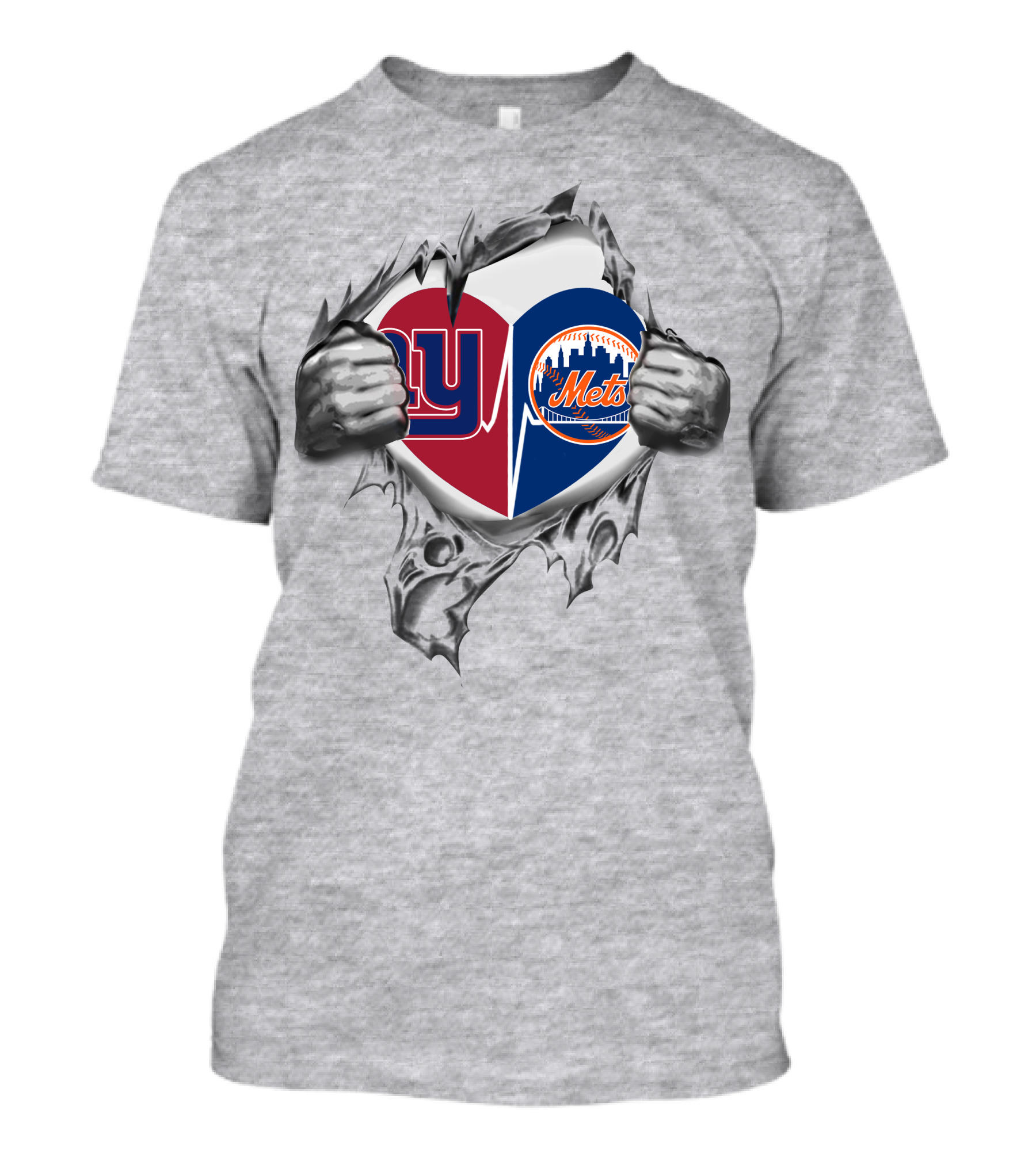 New York Giants Football And New York Mets Baseball Heart T-Shirt