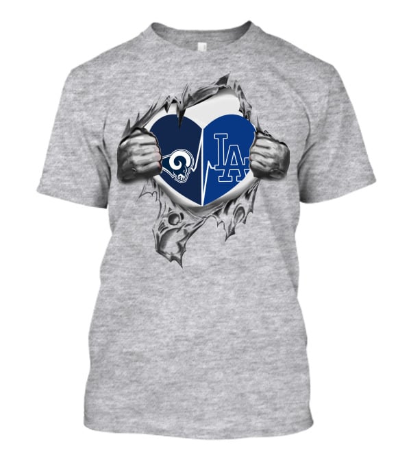 Rams LA Dodgers Heartbeat T-Shirt