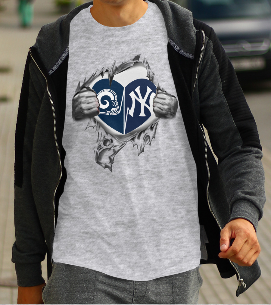 Rams Yankees Heart Rip Split T-Shirt