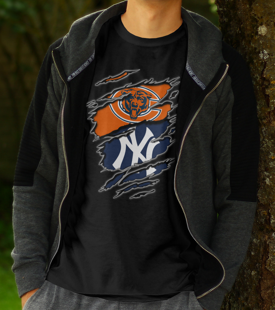 Chicago Bears New York Yankees Crossover T-Shirt