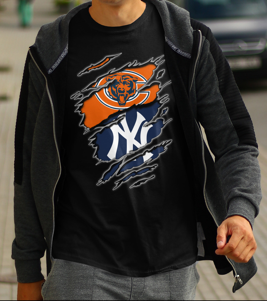 Chicago Bears New York Yankees Crossover T-Shirt