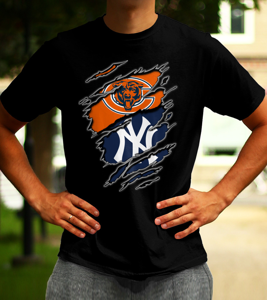 Chicago Bears New York Yankees Crossover T-Shirt