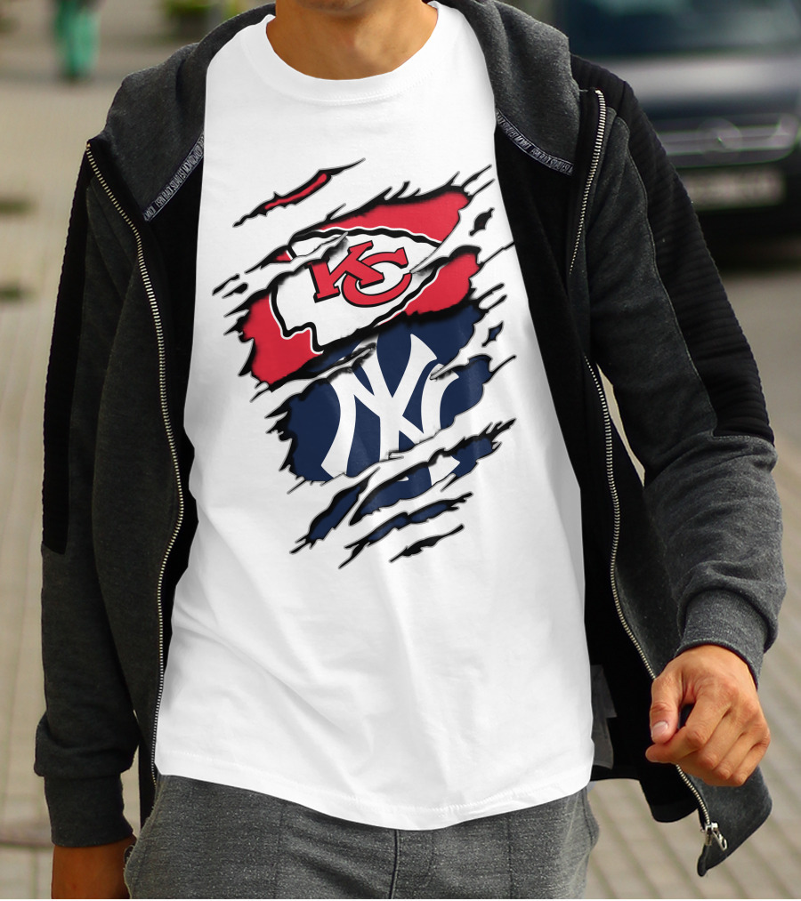 Kansas City Chiefs New York Yankees Logos Clash T-Shirt