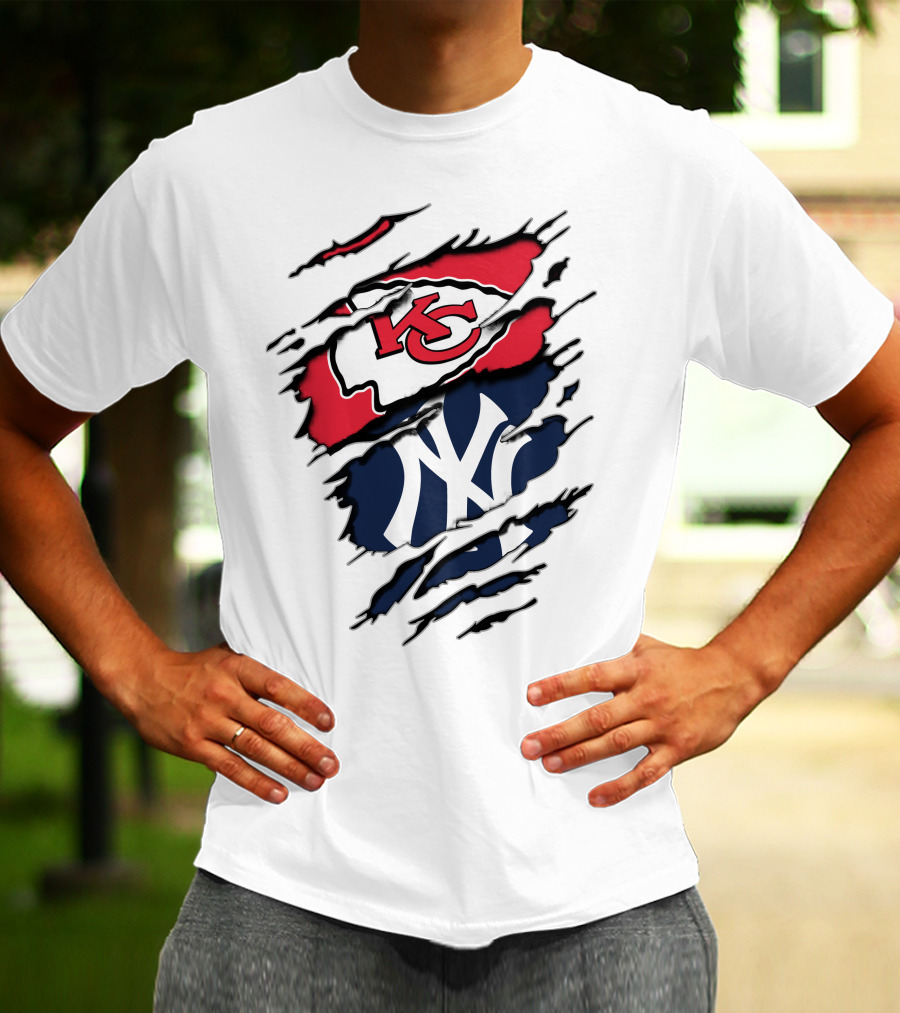 Kansas City Chiefs New York Yankees Logos Clash T-Shirt