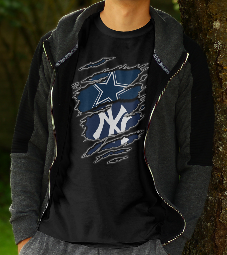Dallas Cowboys New York Yankees Logos Fusion T-Shirt