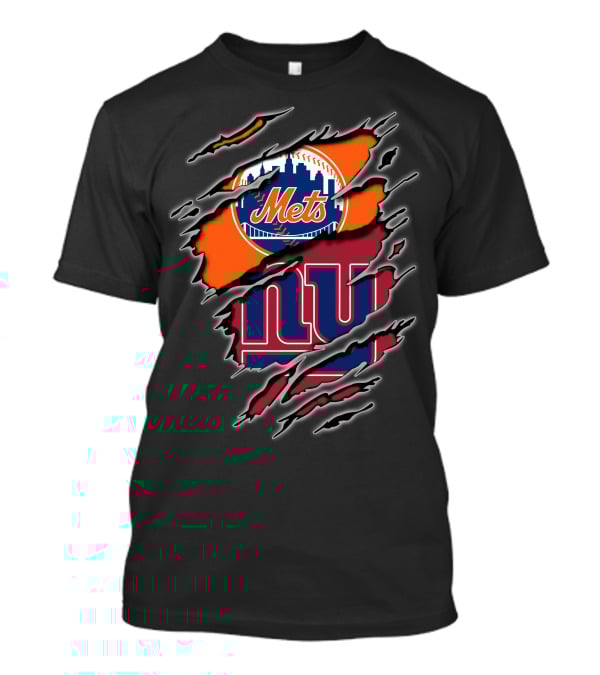 Mets Giants Logo Combo Tear Effect T-Shirt