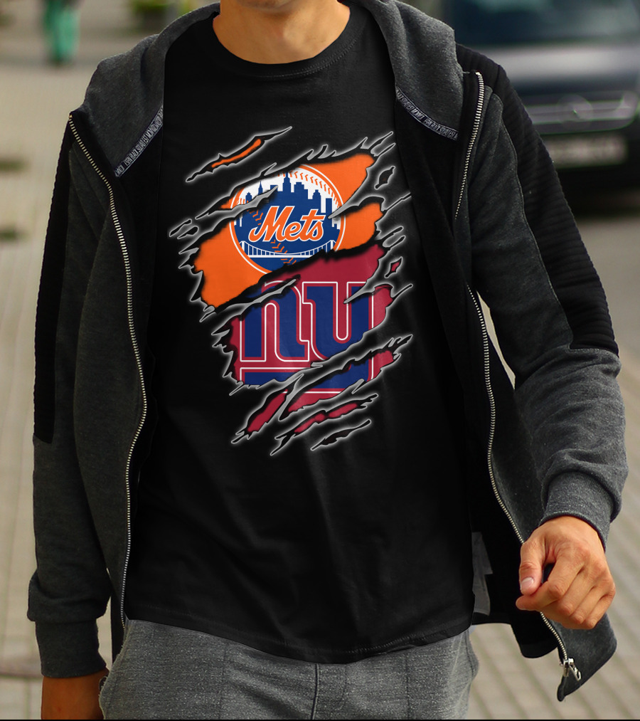 Mets Giants Logo Combo Tear Effect T-Shirt