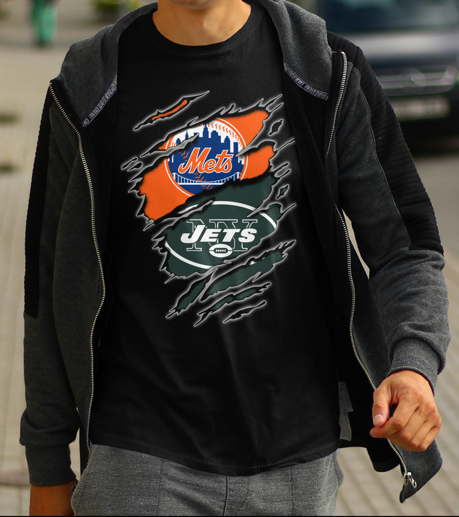 Mets Jets Double Team Fan Pride Mascot T-Shirt