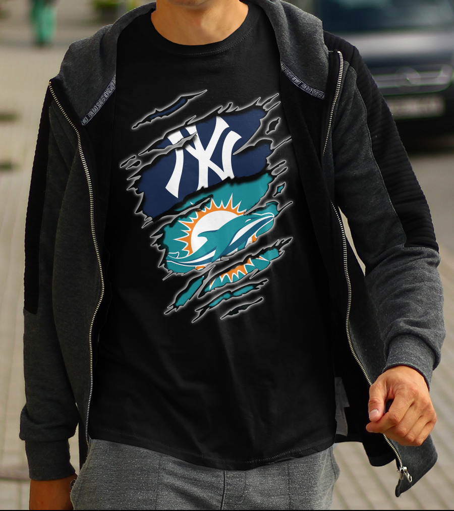Yankees Dolphins Logos Fusion T-Shirt