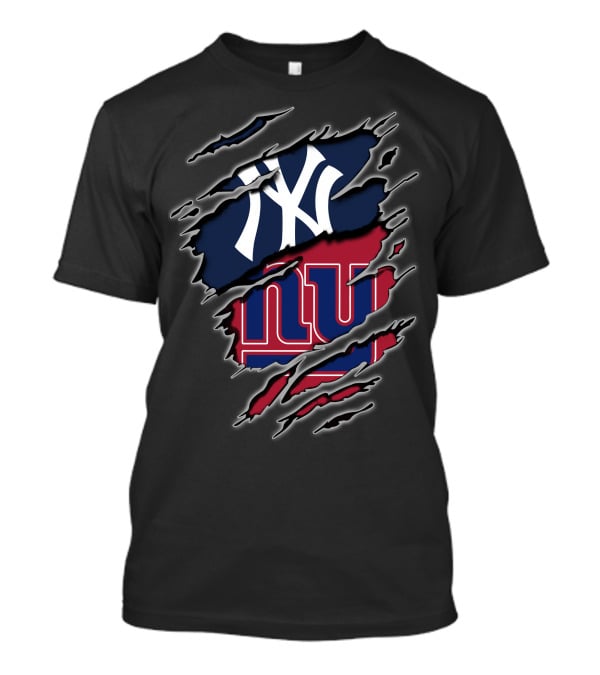 Yankees Giants Logo Fusion Tattered T-Shirt