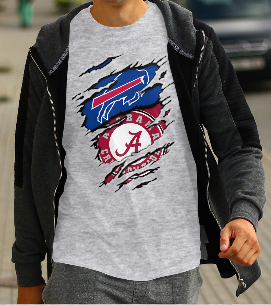 Buffalo Bills And Alabama Crimson Tide Fan Tribute T-Shirt