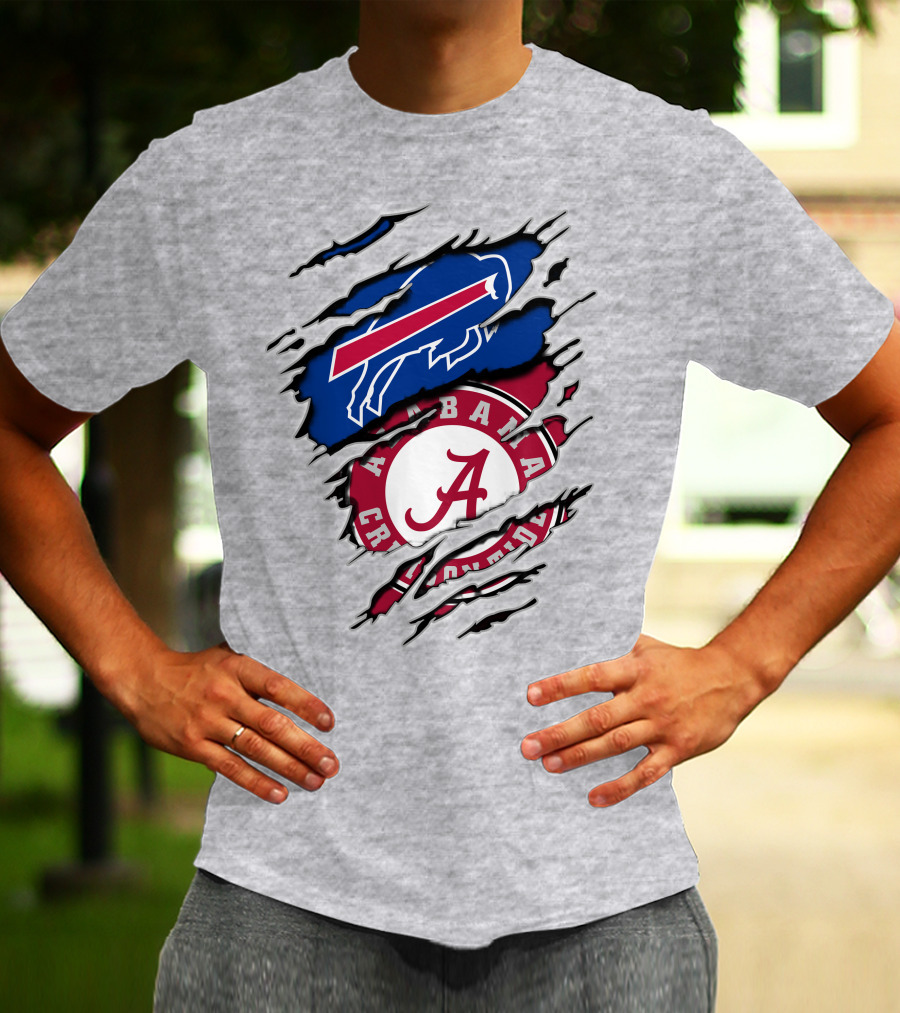 Buffalo Bills And Alabama Crimson Tide Fan Tribute T-Shirt