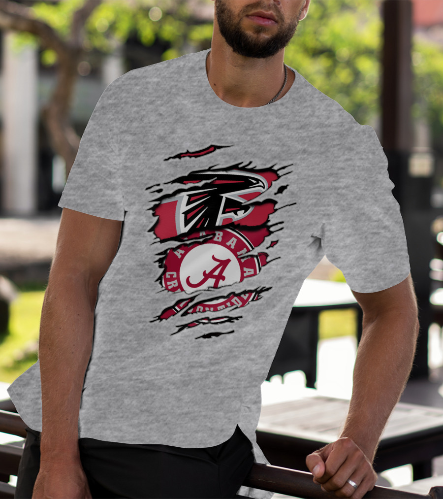 Alabama Crimson Tide Atlanta Falcons Logo Mashup T-Shirt
