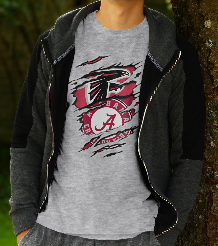 Alabama Crimson Tide Atlanta Falcons Logo Mashup T-Shirt
