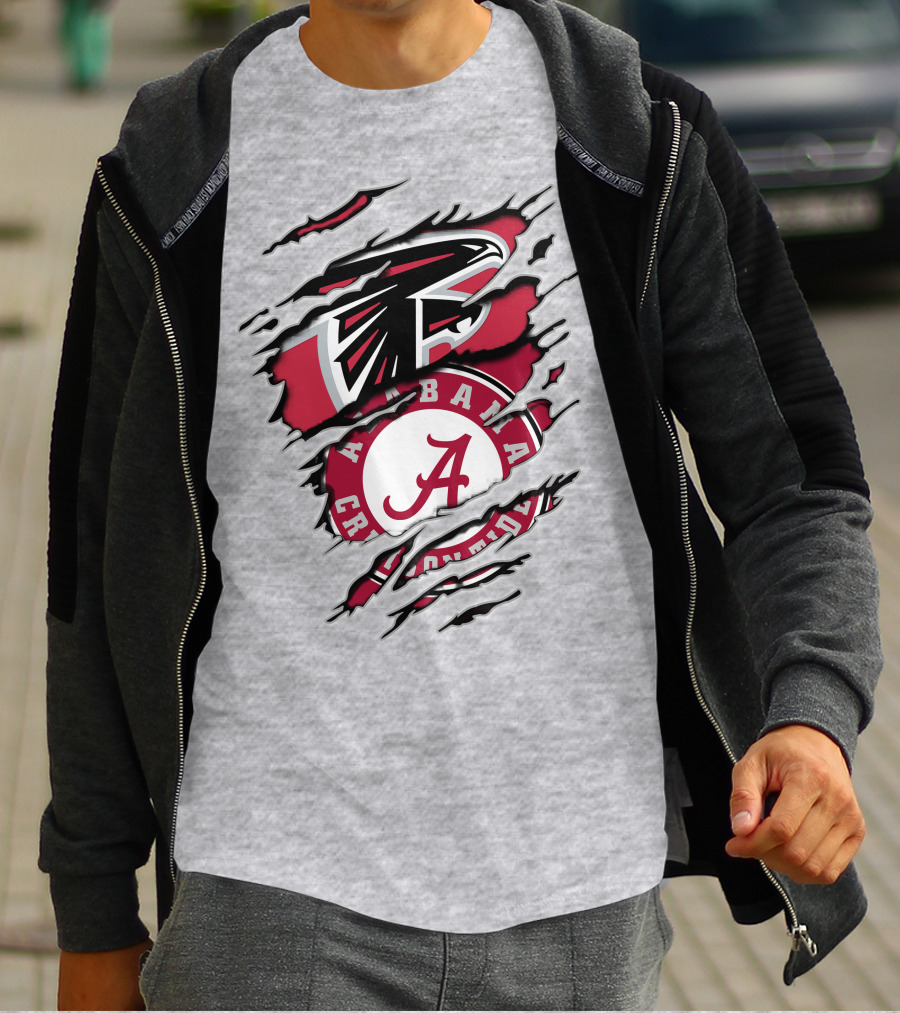 Alabama Crimson Tide Atlanta Falcons Logo Mashup T-Shirt