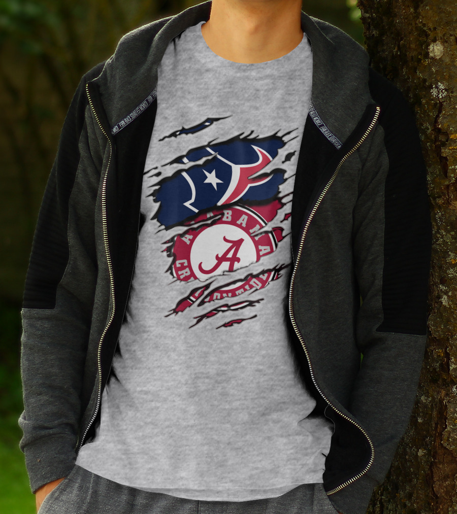 Alabama Crimson Tide Texans Football Torn T-Shirt