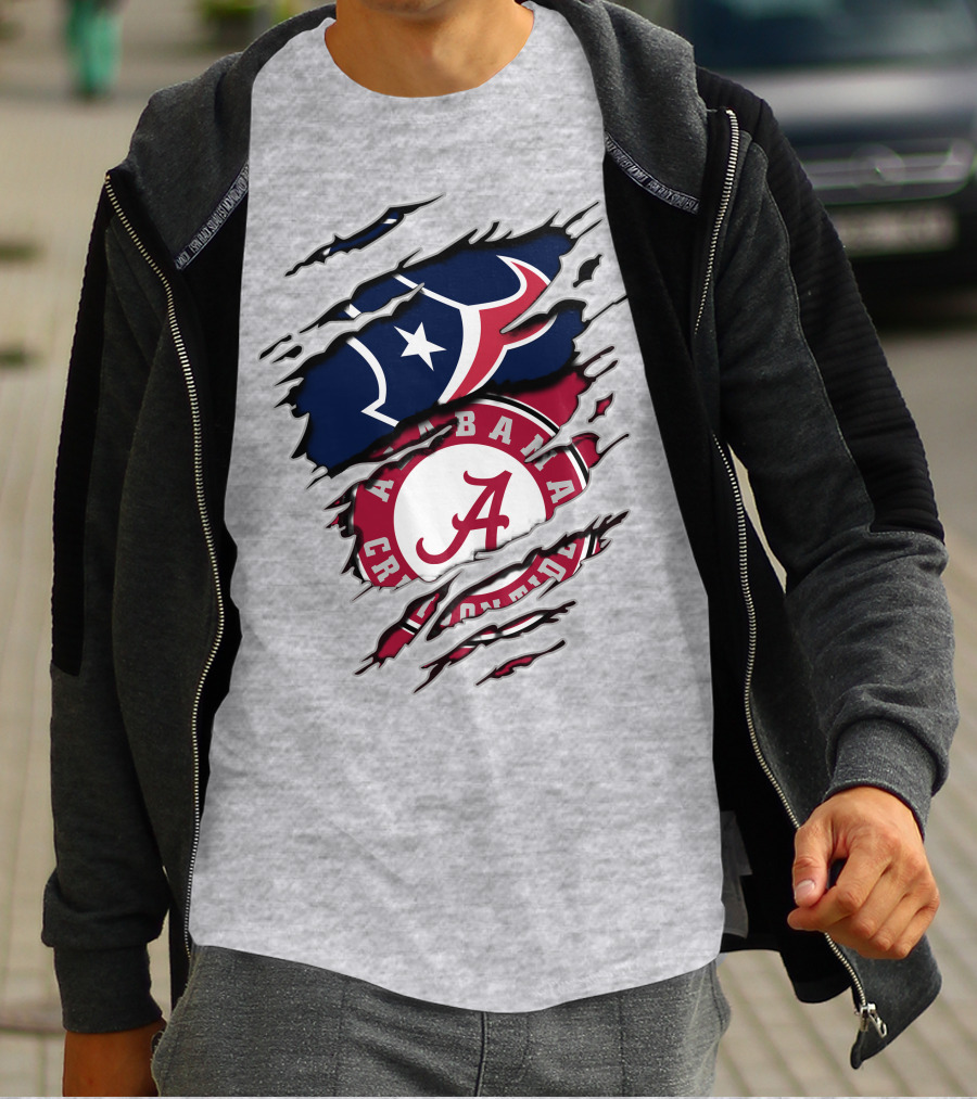 Alabama Crimson Tide Texans Football Torn T-Shirt