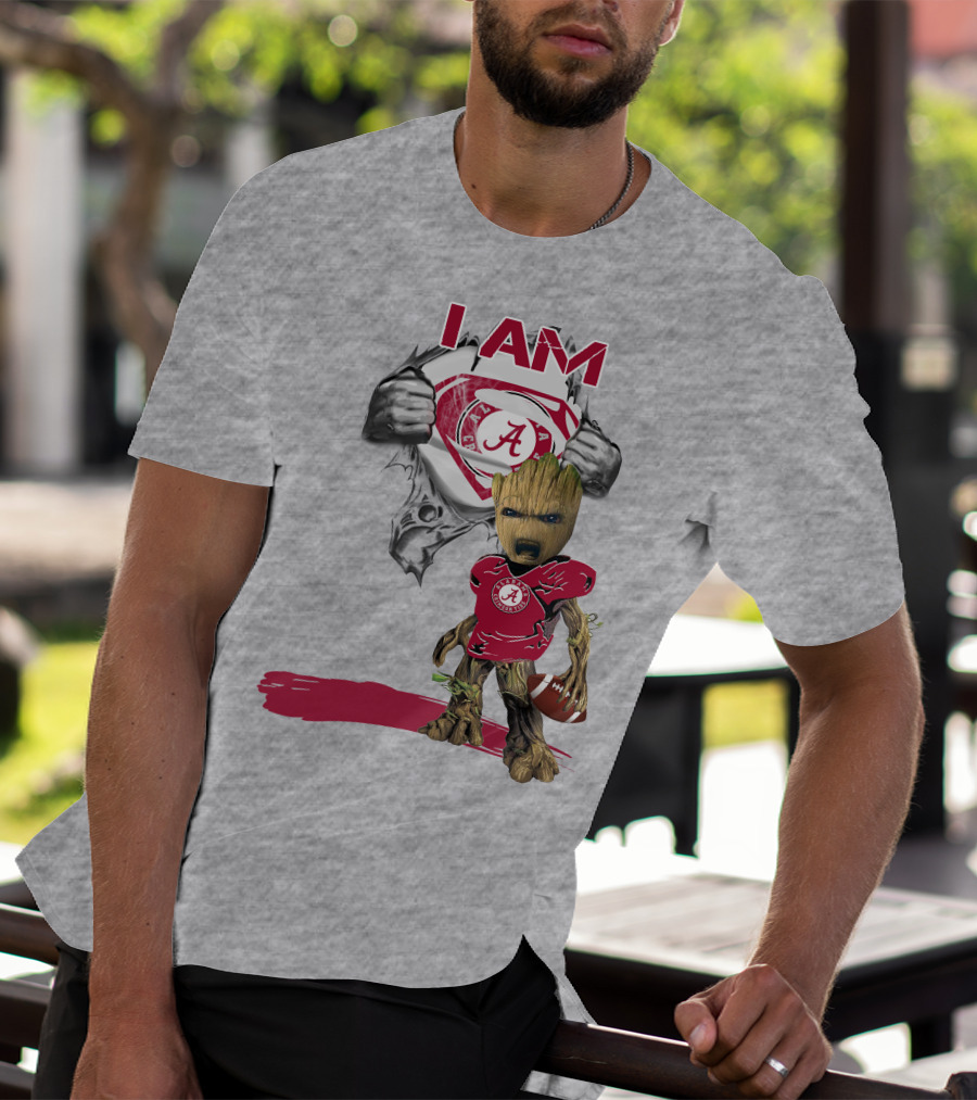 I Am Alabama Baby Groot Football T-Shirt