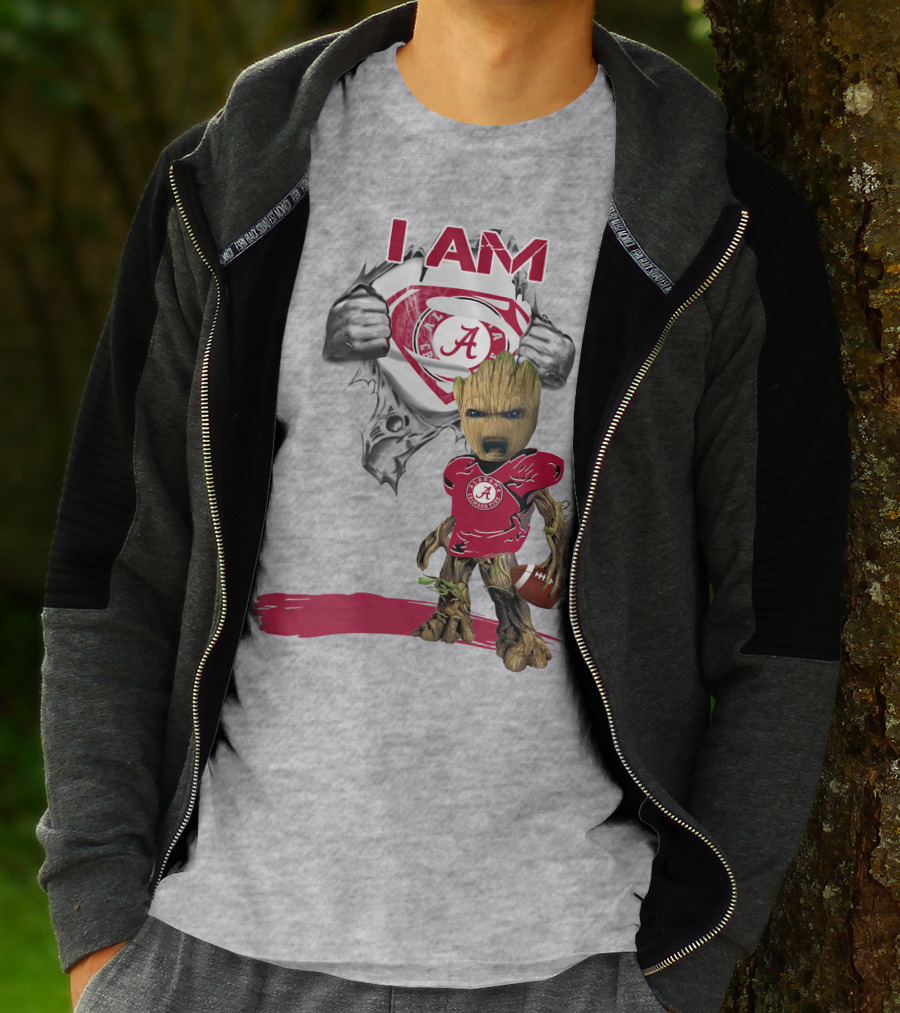 I Am Alabama Baby Groot Football T-Shirt