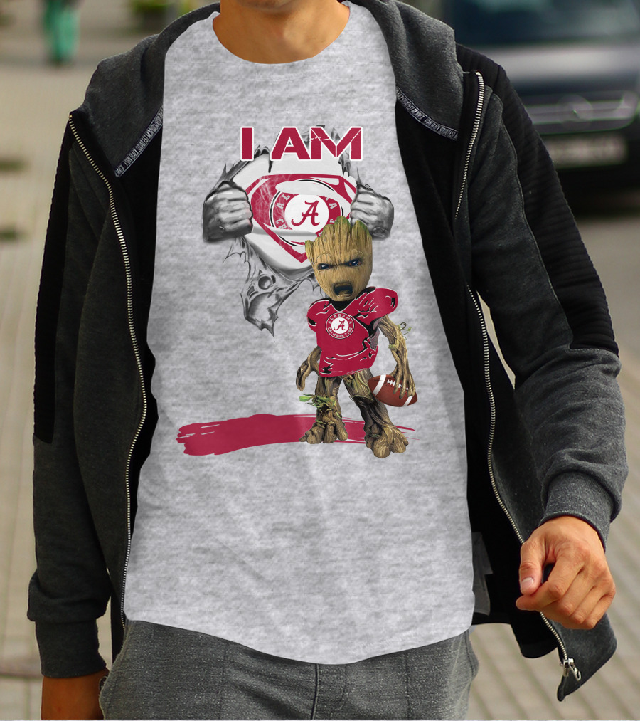 I Am Alabama Baby Groot Football T-Shirt