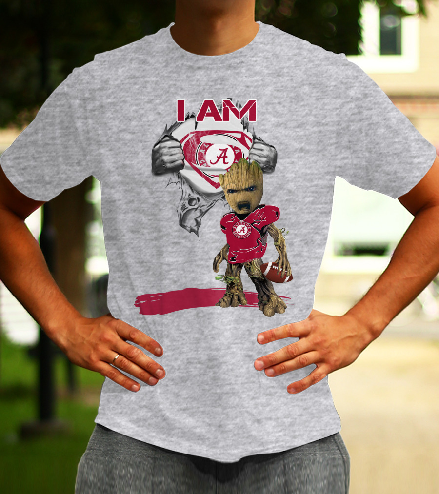 I Am Alabama Baby Groot Football T-Shirt