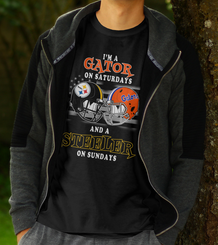 Gator On Saturdays And Steeler On Sundays Football Helmets T-Shirt