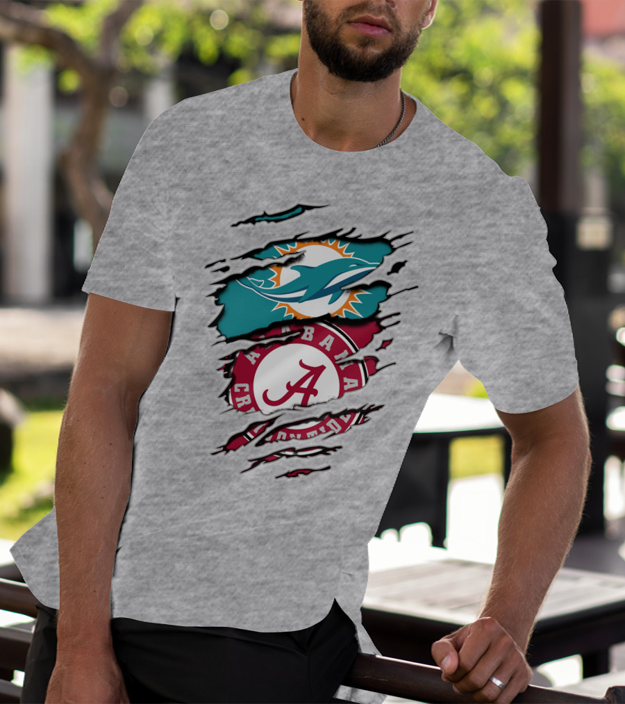 Alabama Crimson Tide Miami Dolphins Crossover Fan Jersey T-Shirt