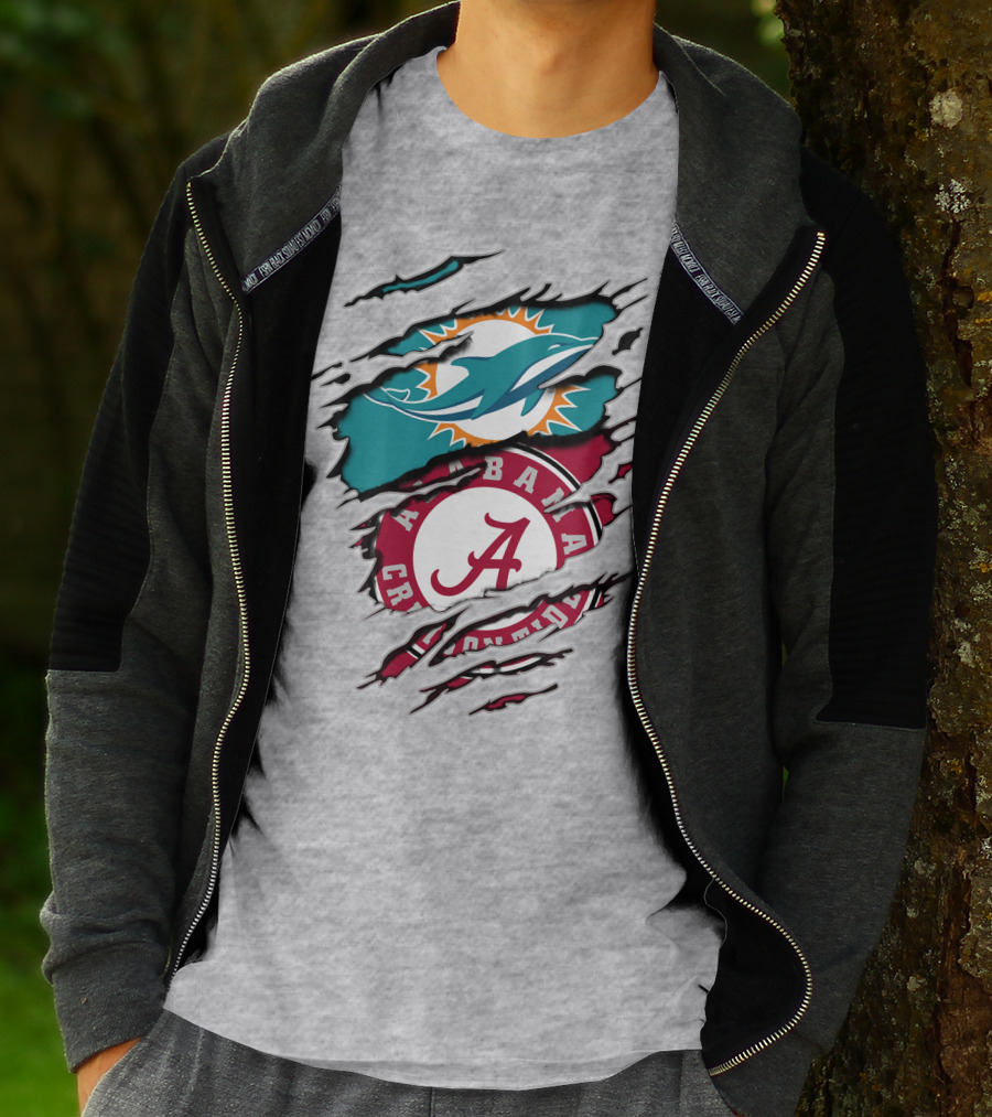Alabama Crimson Tide Miami Dolphins Crossover Fan Jersey T-Shirt