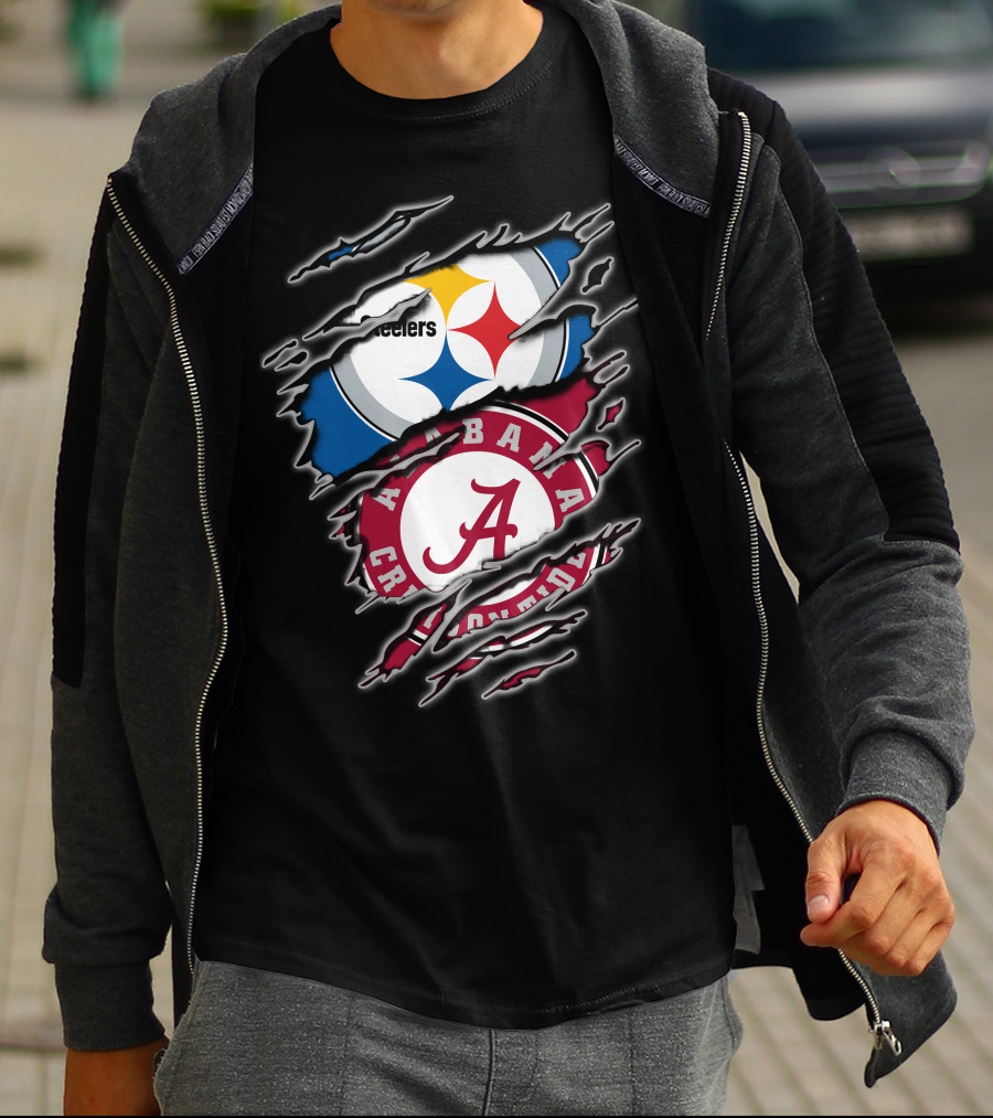Alabama Crimson Tide And Pittsburgh Steelers Crossover T-Shirt