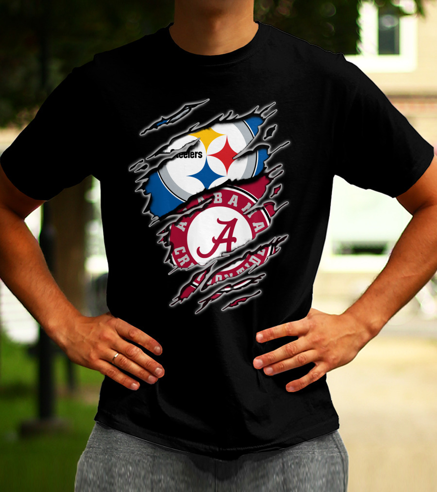 Alabama Crimson Tide And Pittsburgh Steelers Crossover T-Shirt