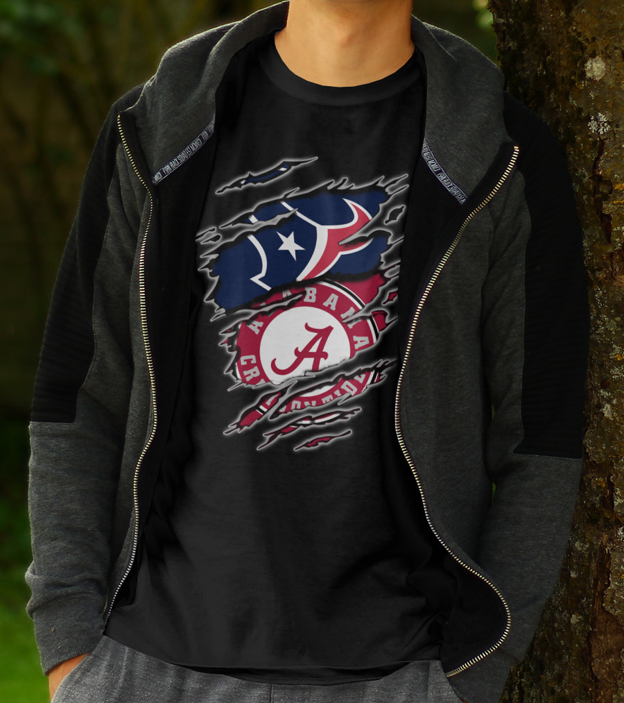 Alabama Crimson Tide Houston Texans Fan Pride Combo T-Shirt
