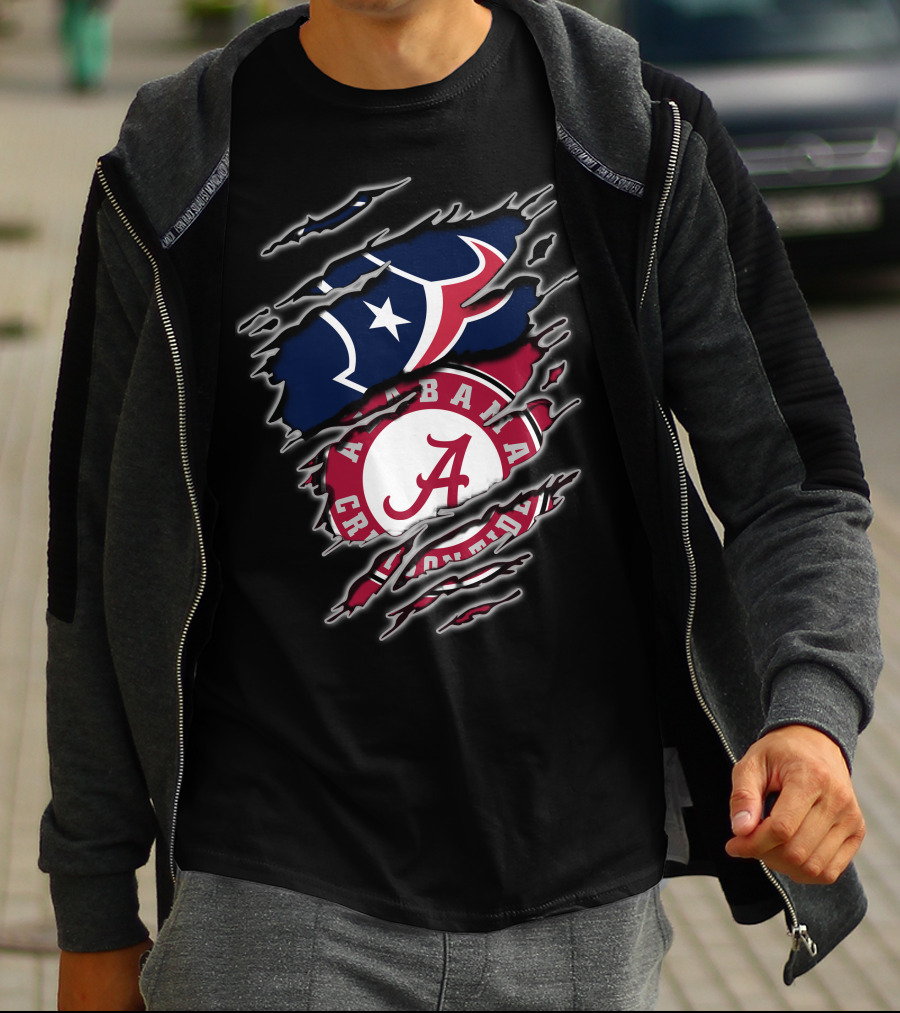 Alabama Crimson Tide Houston Texans Fan Pride Combo T-Shirt