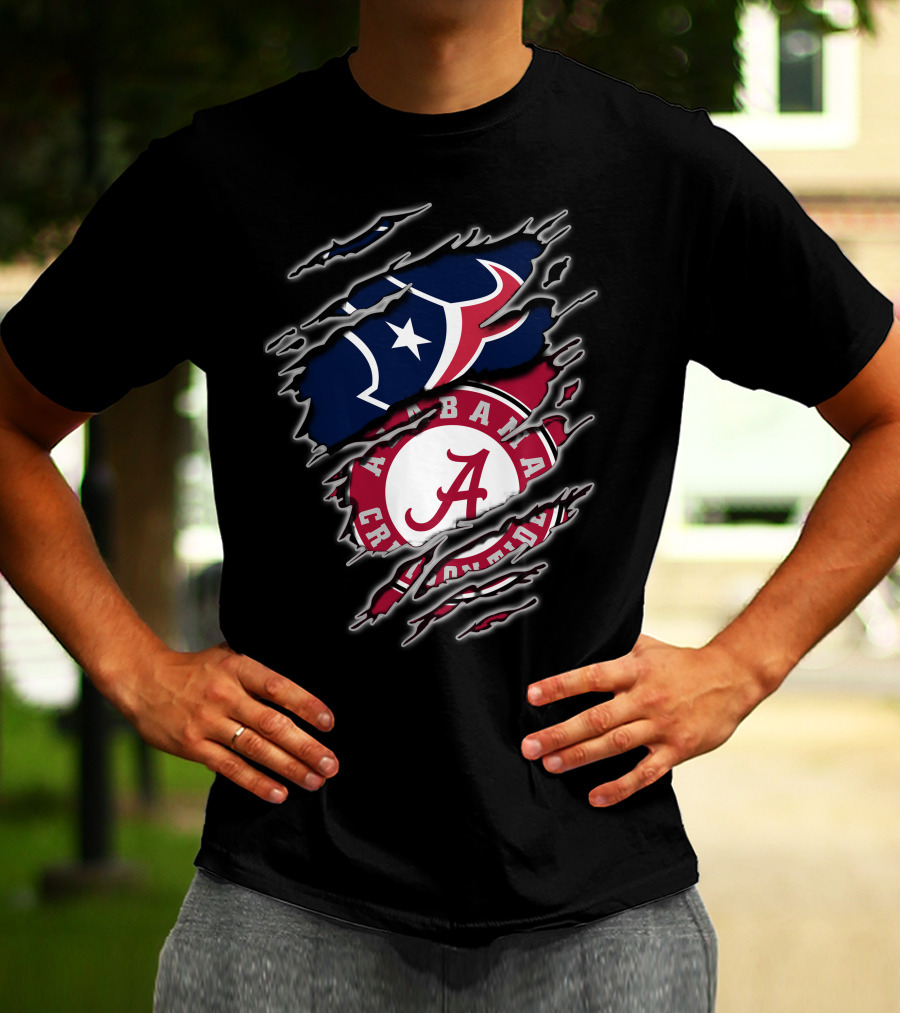 Alabama Crimson Tide Houston Texans Fan Pride Combo T-Shirt